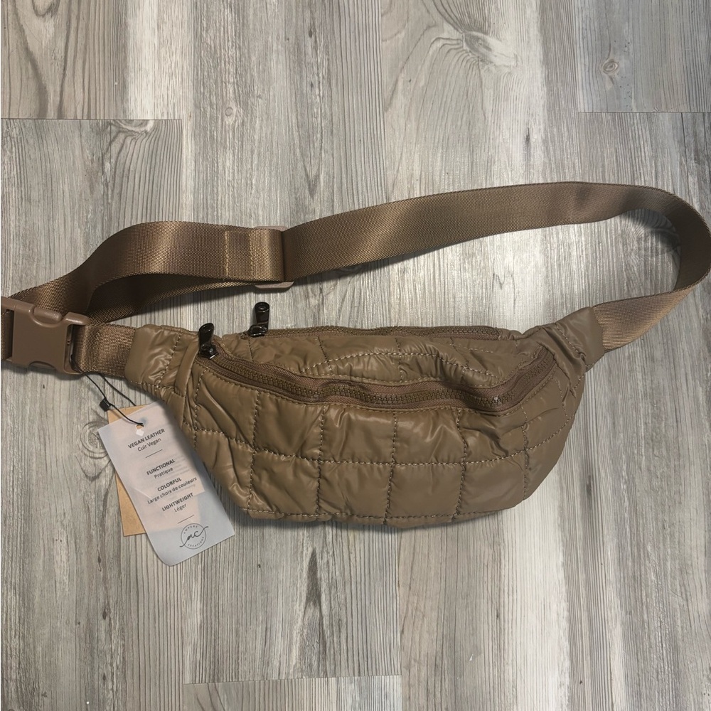 Quilted Brown Waist Bag - Lightweight Belt Bag
